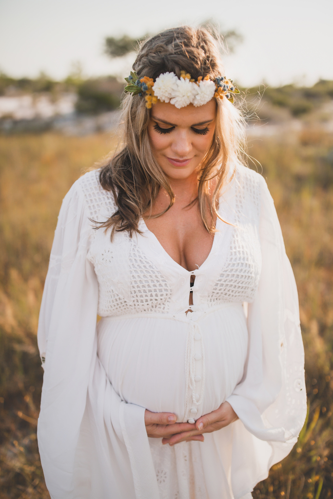 Rent Fillyboo Maternity Strawberry Fields Embroidered Gown in Cream