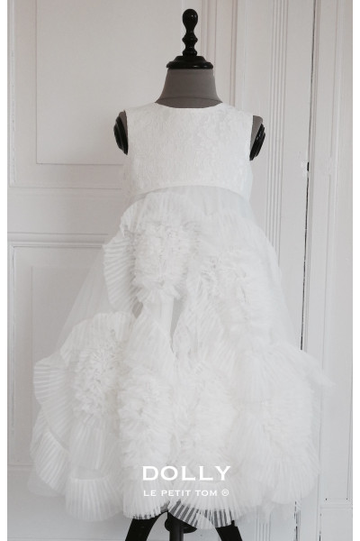 Overvind Uberettiget Rede Rent DOLLY by Le Petit Tom Frisky Frolic Long Dress in Off-White