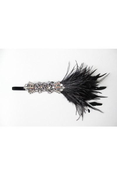 Black Deco Feather Headband for Rent