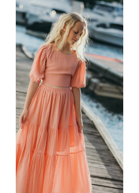 Tea Princess Monet Maxi Skirt in Pale Pink Blush