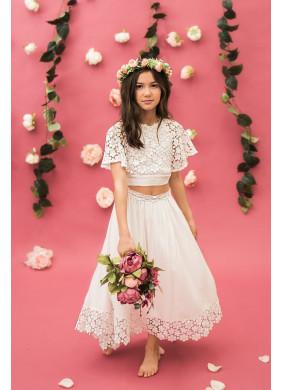 Tea Princess Eve Skirt and Top Set in Off White