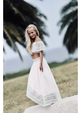 Tea Princess Dove Skirt and Bodysuit Set in White
