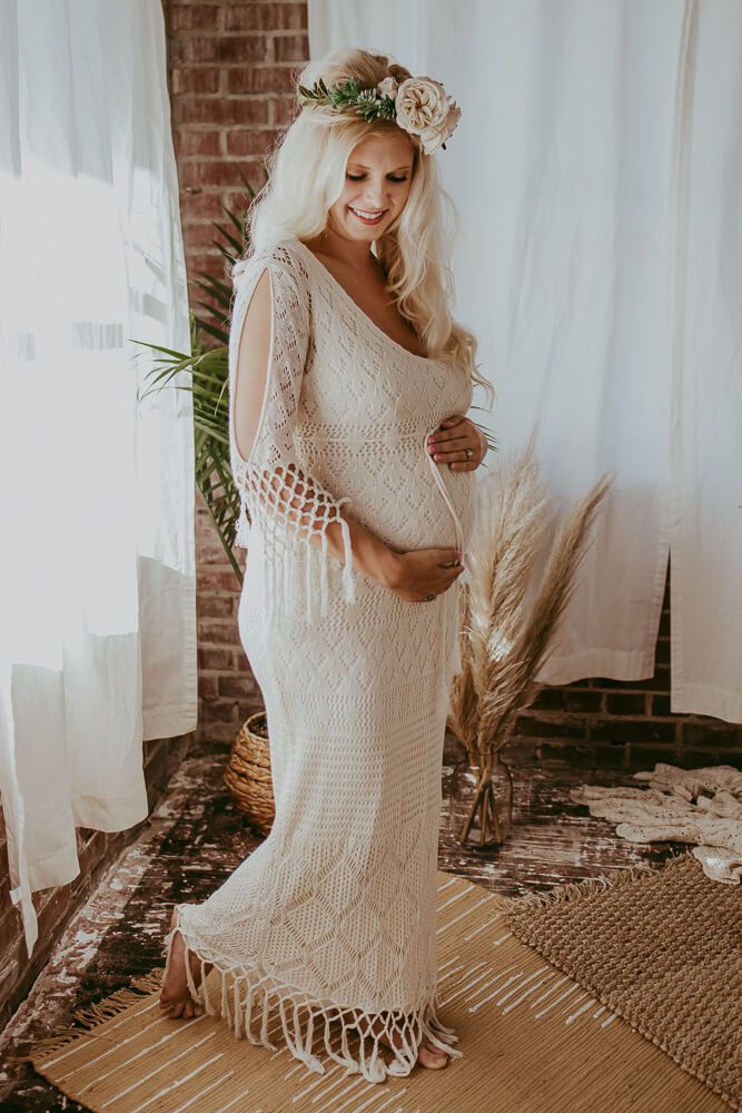 cream maternity dress