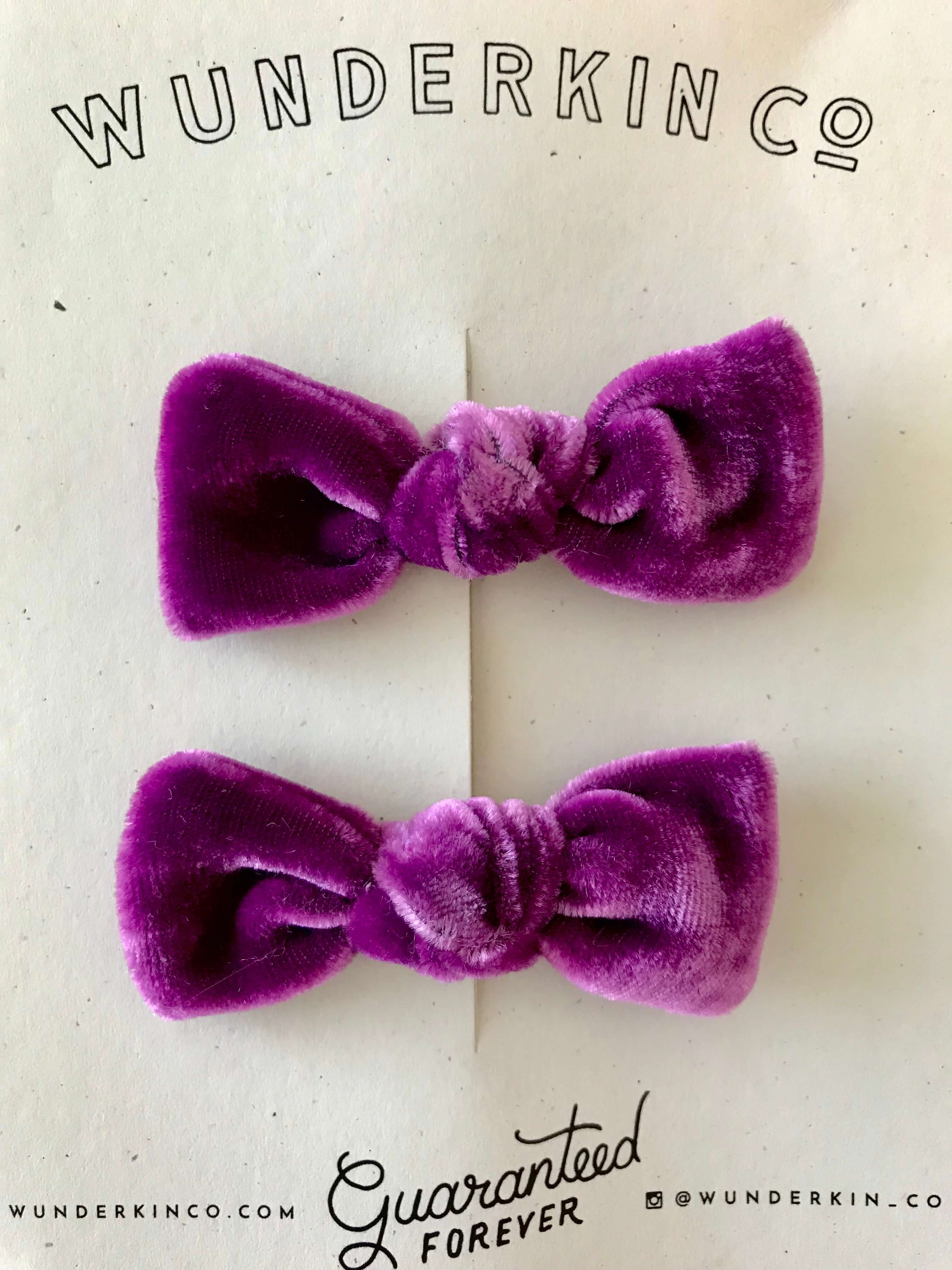 Rent Wunderkin Luxe Velvet Petit Pigtail Bow Set In Cassiopeia